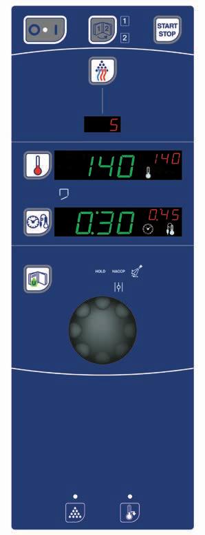 electrolux air-o-convect 7 Humidificador automático 11 configurações desde cozinhar lentamente a gratinar Visor digital de temperatura Visor de tempo/sonda de alimentos Os dígitos verdes indicam a