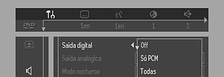 Som Saída digital Definição de fábrica: ALL (tudo). Isto significa que a saída coaxial está ligada. Se não ligar equipamentos com uma entrada digital, altere esta definição para OFF (desligada).