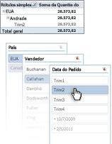 Página 1 de 8 Excel > Analisando dados > Relatórios da Tabela Dinâmica > Usando a Tabela Dinâmica e o Assistente de Tabela Dinâmica Usar segmentações de dados para filtrar dados de Tabela Dinâmica