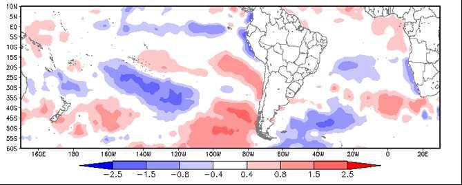 PROGNÓSTICOS CLIMÁTICOS ABRIL, MAIO, JUNHO/2013 No mês de fevereiro (Figura 6), a Temperatura da Superfície do Mar (TSM) no Pacífico Equatorial manteve pequenas áreas com anomalias negativas, mas