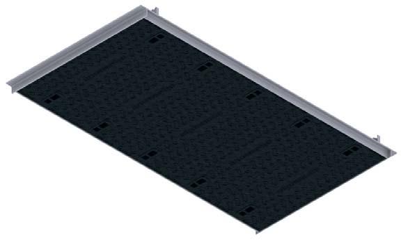 TAMPA ENCIMENTO - NR MODULAR RECESSED COVER / TAPA MODULAR RELLENABLE B125 Vedação idráulica LOGO Marcação Personalizada b125 Dispositivo composto por 2, 4 ou 5 tampas para caixas de visita