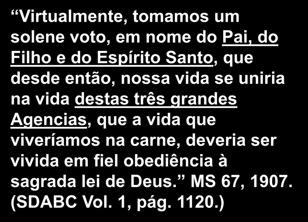 Virtualmente, tomamos um solene voto, em nome do Pai, do Filho e do Espírito Santo, que desde então, nossa vida se uniria na vida destas três