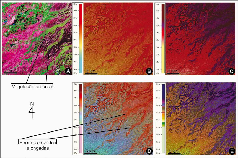 Anais 6º Simpósio de Geotecnologias no Pantanal, Cuiabá, MT, 22 a 26 de outubro 2016 Embrapa Informática Agropecuária/INPE, p.320-326 Figura 2. Modelos digitais de elevação.