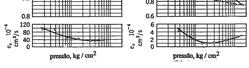 1 m / kn, 33 15 1 1 a 1 k 1, x 1 m / s 8 4 Coficint prmabilia: k c. m. 1, 44 x 1 x 7, x 1 x 9, 8 APRESENTAÇÃO DOS RESULTADOS Os alors C V são calculaos para caa acréscimo prssão utilizao no nsaio ansamnto.
