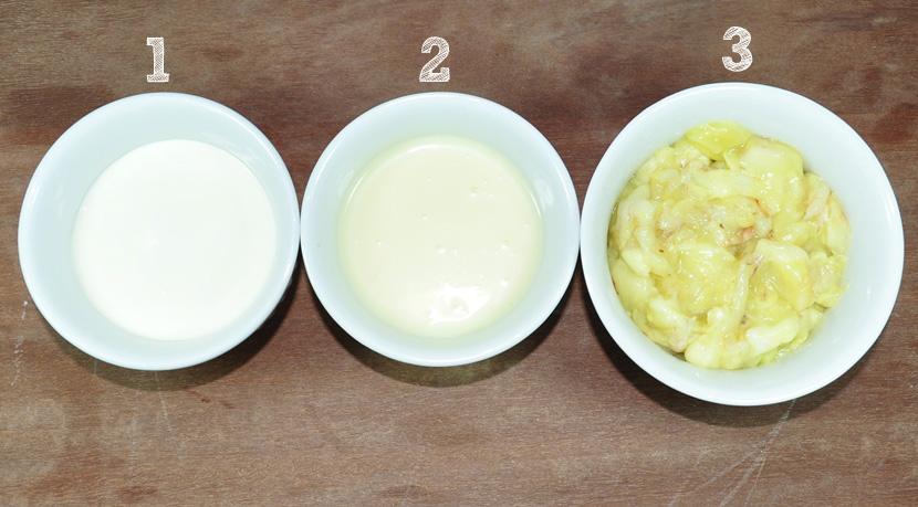 1) 1 caixinha de creme de leite; 2) 1 lata de leite condensado; 3) Polpa de 1 cupuaçu médio, ou de 150 a 200g