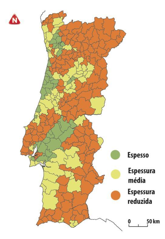 Espessura dos solos em Portugal