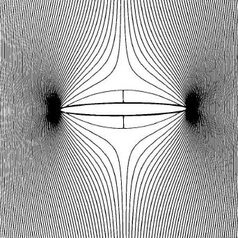 Figura 6: esquema de linhas de tensão uniforme inspirada nas linhas de força eletromagnéticas. [13] em materiais, Figura 7: Ilustração da trinca de fadiga pela deformação dos planos de escorregamento.