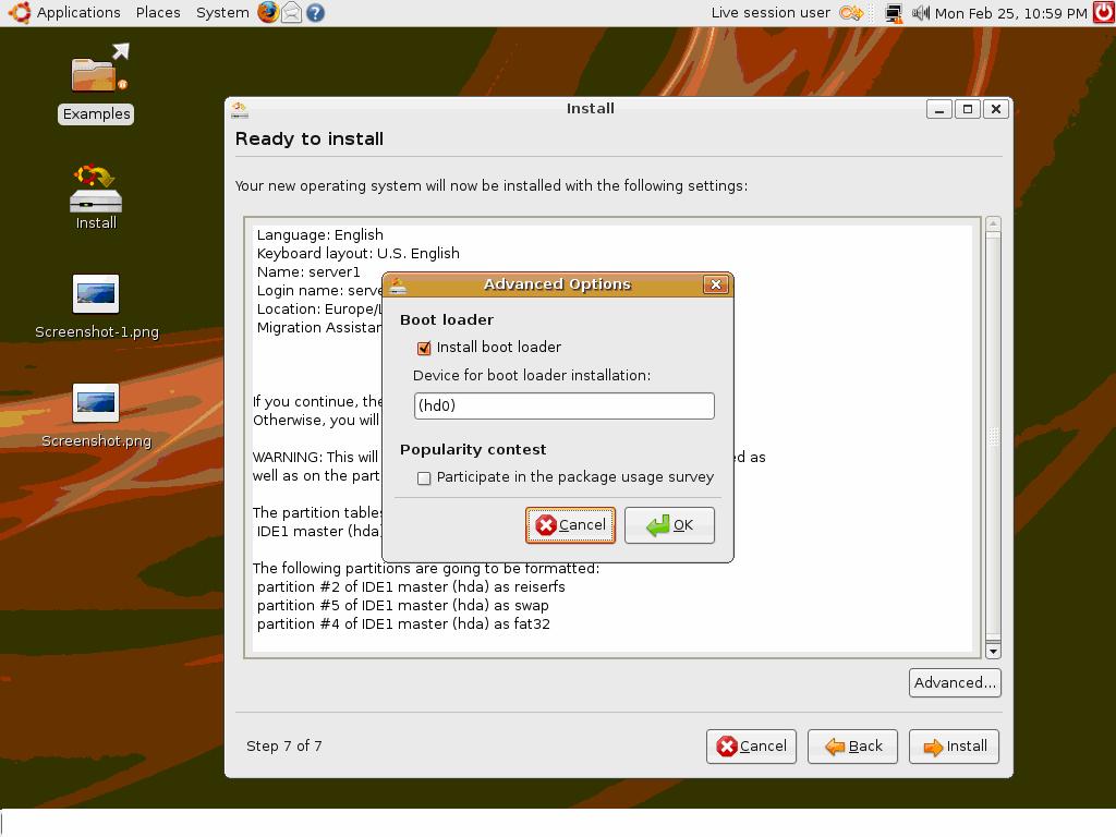 O Ubuntu faz um sumário das configurações que vocês introduziram para instalar o sistema, confirmem se é assim que querem em caso afirmativo, clicar em Install.