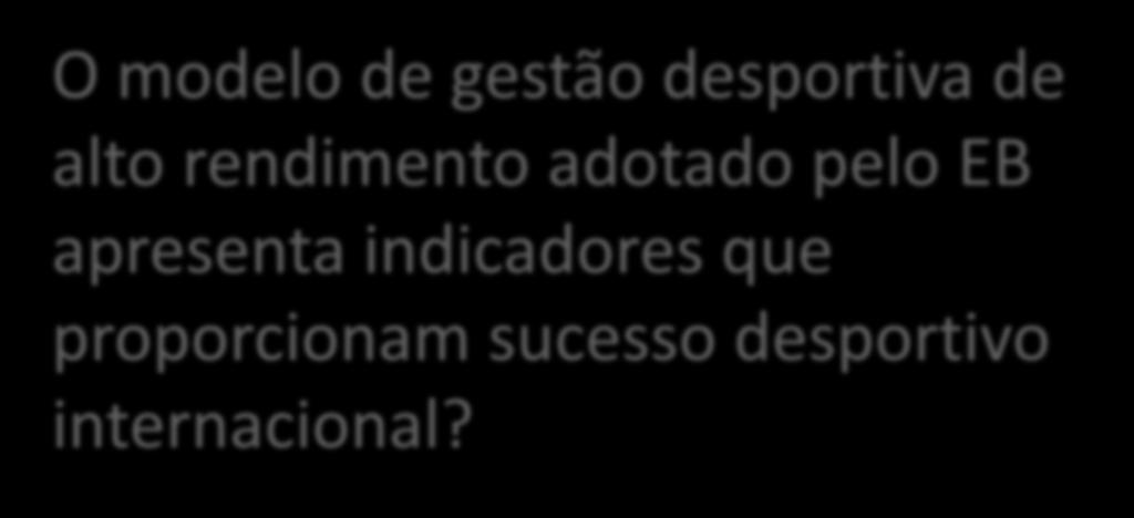 PROBLEMA O modelo de gestão