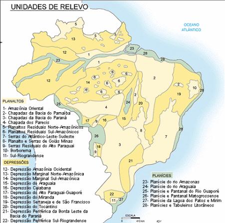 I. Planalto Ocidental: Planaltos e Chapadas da Bacia do Paraná. II.
