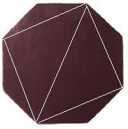 Um hexágono não convexo é seccionado em triângulos justapostos usando diagonais internas que não se
