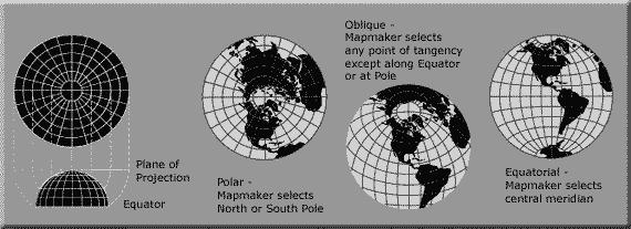 Projeção Azimutal Equidistante Usada pelo USGS, o Atlas Nacional dos Estados Unidos da América e para mapeamentos em grande escala.