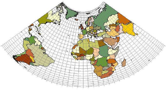 PROJEÇÕES CARTOGRÁFICAS b) Cônica superfície de