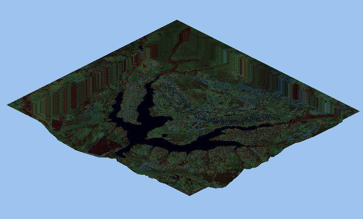 Modelagem Numérica de Terreno figuras muito parecidas com a realidade de uma cena. A figura a seguir mostra a projeção geométrica planar de um modelo com uma imagem sombreada dessa superfície.