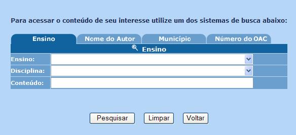 Veja que no lado direito da página aparecerá um link direto para pesquisa de OAC e FOLHAS.