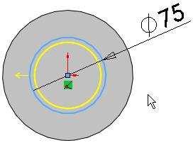 Abílio Leite [INTRODUÇÃO AO SOLIDWORKS] Aplicar offset a entidades O círculo esboçado representa o lado externo do anel. Crie o lado interno do anel usando a ferramenta Offset de entidades. 1.