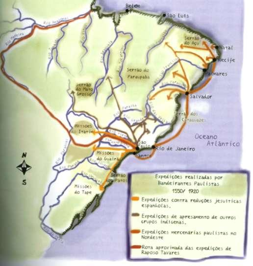ENTRADAS & BANDEIRAS A maioria das expedições partia de São Paulo de Piratininga.