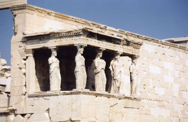 Erecteion Acrópoles de Atenas As cariátides, figuras femininas que