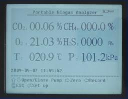 Analisador portátil de Biogas - GAS3200L O 2 % + CO 2 % + CH 4 % + H 2 S ppm Aplicações Plantas de Biogas