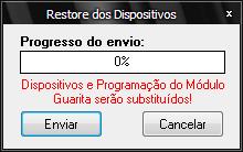 O processo de restore é individual e não é possível enviar ao Módulo Guarita 2010 os eventos salvos. Vale lembrar que nos procedimentos abaixo, as informações serão apagadas e substituídas por novas.