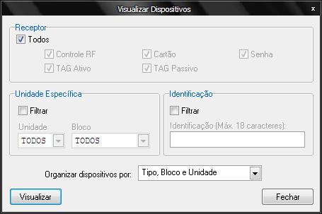 8 RELATÓRIO DE DISPOSITIVOS Ao realizar a leitura dos dispositivos ou recuperar uma leitura salva, pelo menu Relatórios, opção Dispositivos, a janela Visualizar Dispositivos é exibida, conforme