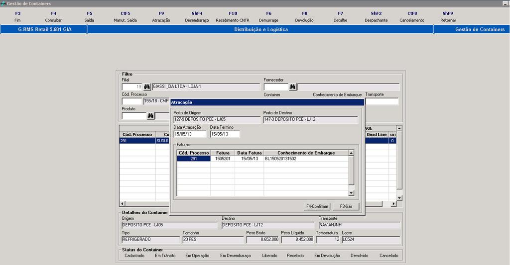 Inserir Data de Término da Operação do CNTR.