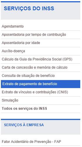 b. Selecione o Serviço desejado; Carregado à página no ca