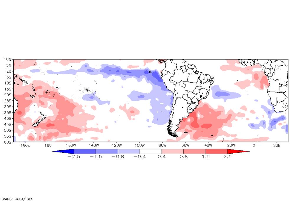 Central (Figura 3) configura a presença do evento La Nina no decorrer deste trimestre.