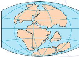 entre as costas de diversos continentes, em particular entre a América do Sul e a África; Pérmico 225