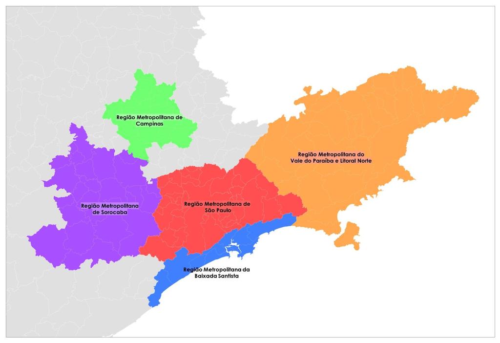 Regiões Metropolitanas do Estado de São Paulo 133 municípios 40.