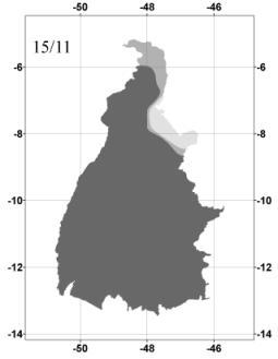 149 A B Baixo Risco Médio Risco Alto Risco C Figura 3 - Mapas de risco climático para a soja, ciclo precoce, em solos tipo 1(A), tipo 2(B) e tipo 3(C) nas épocas de semeadura simuladas, no Estado de