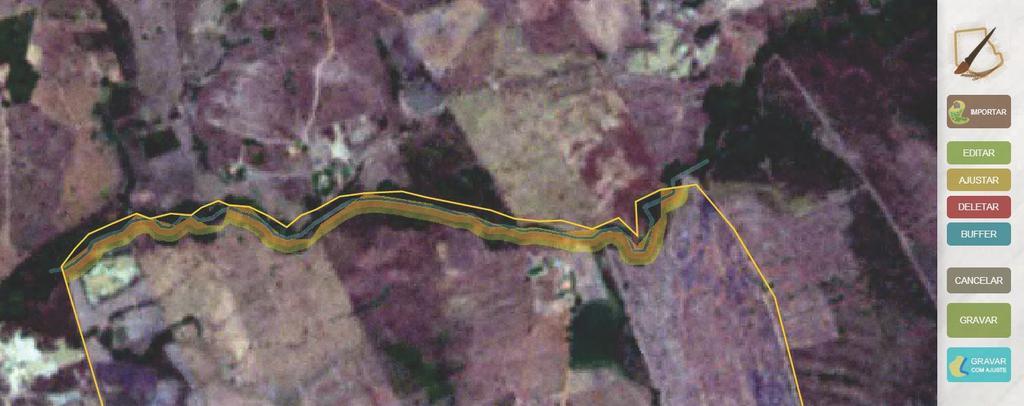 O sub-passo Área do Imóvel possui uma particularidade quanto ao desenho. Caso um imóvel tenha como limites um corpo hídrico (rio, córrego, lago, etc.