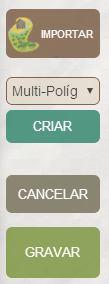 Para desenhar as demais feições de Cursos d água, o usuário deve clicar na feição correspondente e posteriormente escolher Multi-Polígono na caixa de seleção 78.