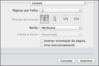 Para imprimir várias páginas em uma folha de papel, selecione o número de páginas no menu suspenso Páginas por Folha.