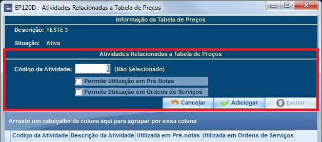 Para localizar um item quando já foi relacionado à condição de pagamento basta indicar o código do item no campo correspondente que o sistema busca o item e abre para edição.