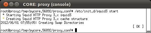 O restante dos comandos faz parte da configuração padrão indicada para servidores squid. c. Utilize o comando a seguir para iniciar o serviço squid: # /etc/init.d/squid3 start O resultado deve ser: d.