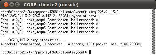 'cliente2'. a. Antes de iniciar configuração do túnel verifique, com a utilização dos comandos ping6 2012::2 e ping 203.0.133.