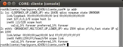 O resultado deve ser: *Obs: A partir desse comando é possível observar os endereços das interfaces. d. Observe a configuração do ServidorDHCPv6 com o mesmo comando.