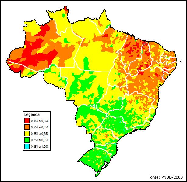 0,950) marrom escuro os mais baixos (< 0,350)