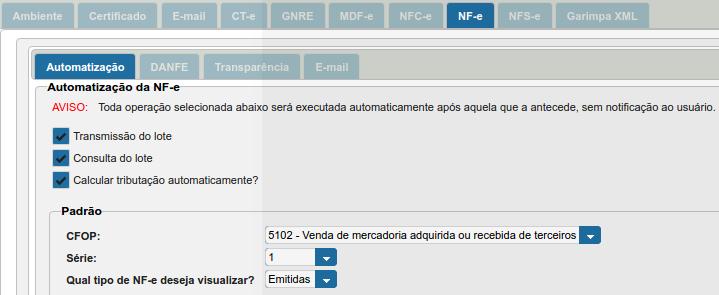 Após isso, clique em Salvar, e as configurações serão salvas com sucesso, podendo ser alteradas posteriormente, caso seja necessário. 5. Emissão da NF-e 5.1.