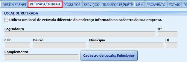 Nessa aba é possível definir CLIENTES, FORNECEDORES e SEGURADORAS. Para acionar os campos específicos de cada destinatário, é necessário escolher a opção no quadro ALTERAR DESTINATÁRIO PARA.