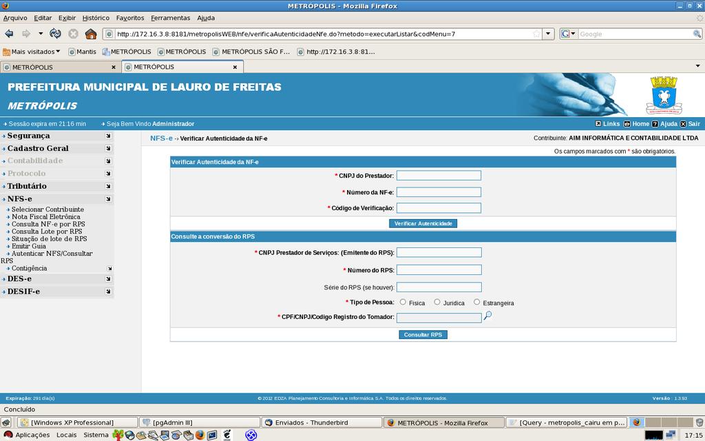 Para consultar a autenticidade da nota fiscal gerada a partir de um RPS, digite o CNPJ do Prestador e Tomador, número do RPS e clique no botão