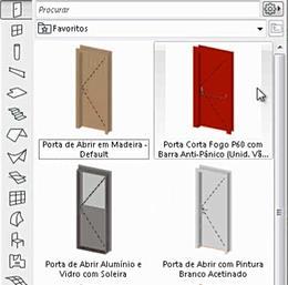 UNIDADE I - MODELAGEM 6 ESQUADRIA - PORTA 1 Iremos omeçr inserir s ports e s jnels. Pr essr os fvoritos de ports, leve o mouse sore Ferrment Port (1) e lique n setinh pret que se re ().