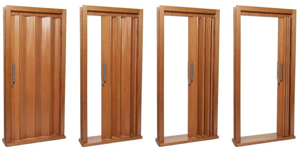 Porta Sanfonada As vantagens desse tipo de porta são o preço e a abertura total, ideal para espaços bem reduzidos.
