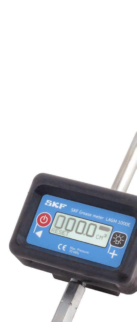 Medição precisa de quantidade de graxa Medidor de Volume de Graxa LAGM 1000E SKF A quantidade fornecida por curso pelas pistolas de graxa depende de várias variáveis.