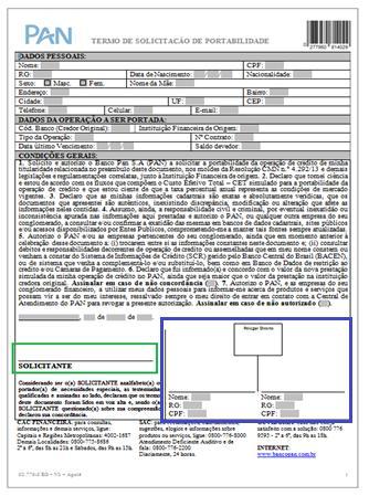 TERMO DE SOLICITAÇÃO DE PORTABILIDADE Via necessária para todos os convênios, na operação de PORTABILIDADE.