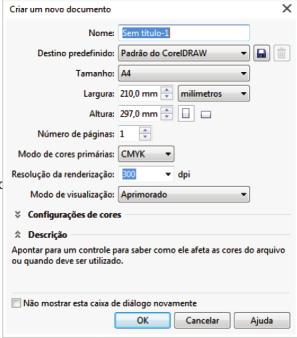 PREPARANDO SEU ARQUIVO EM COREL DRAW 1 - Definindo o tamanho é muito importante que saiba o tamanho em que você quer imprimir seu arquivo.