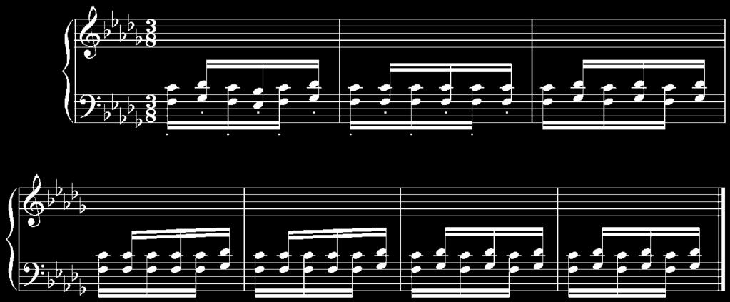 Exemplo musical 4. Prelúdio 9 (La Sérénade Interrompue). Debussy, c.25-31.