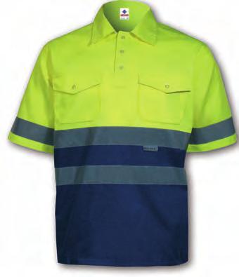 20 1 Laranja Fluorescente / Azul Marinho 19 1 SERIE 139 / 137 Bicolor CAMISA DE ALTA VISIBILIDADE Gola pólo, manga curta, dois bolsos com pala e duas fitas