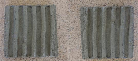 Em um dos quadrantes foram aplicadas duas cerâmicas com argamassa colante AC III, em 100% da área do tardoz, e duas cerâmicas com apenas 50% de área do tardoz preenchida com a